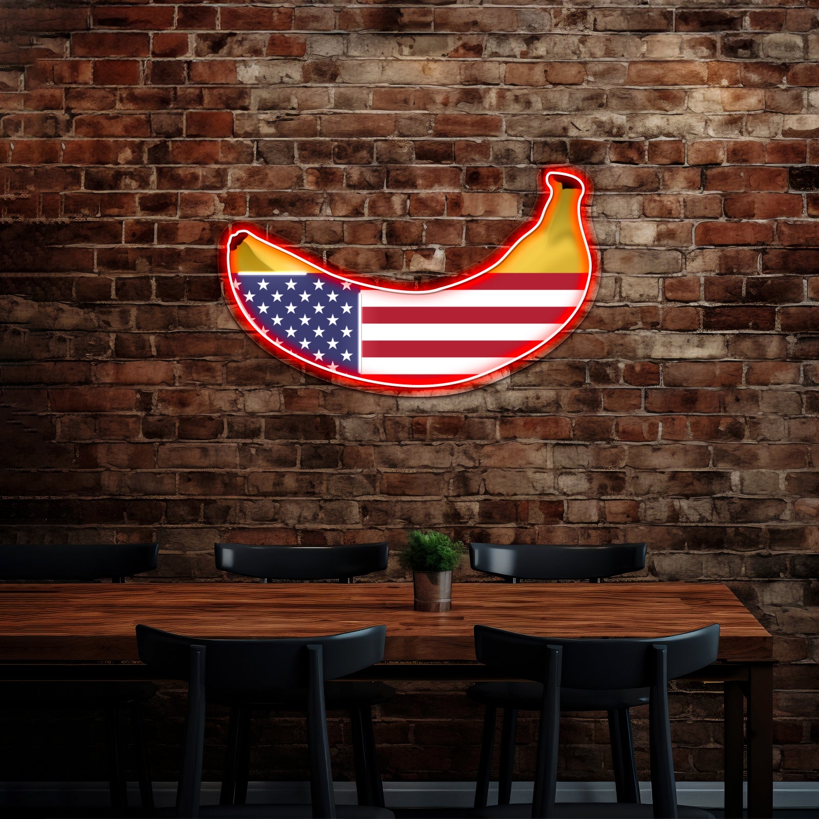 Banana Republic American Flag As A Banana Artwork Led Neon Sign