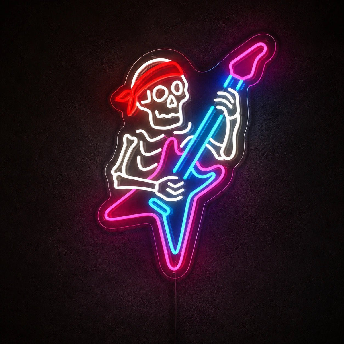 Bandana Skeleton Guitar LED Neon Sign - Shineneon