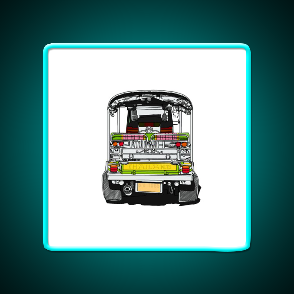 Bangkok Chinatown Thailand Tuktuk Travel Print Asian Cultural Led Neon Sign Rgb Color - Size and dimension reference