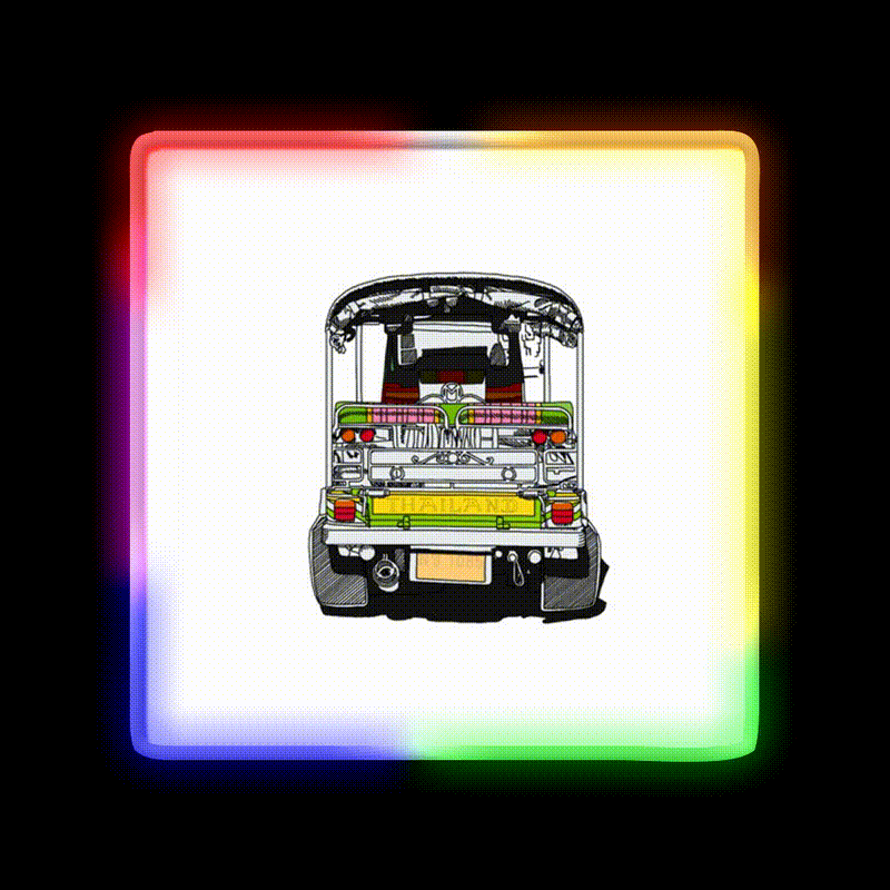 Bangkok Chinatown Thailand Tuktuk Travel Print Asian Cultural Led Neon Sign Rgb Color - LED neon sign close-up detail