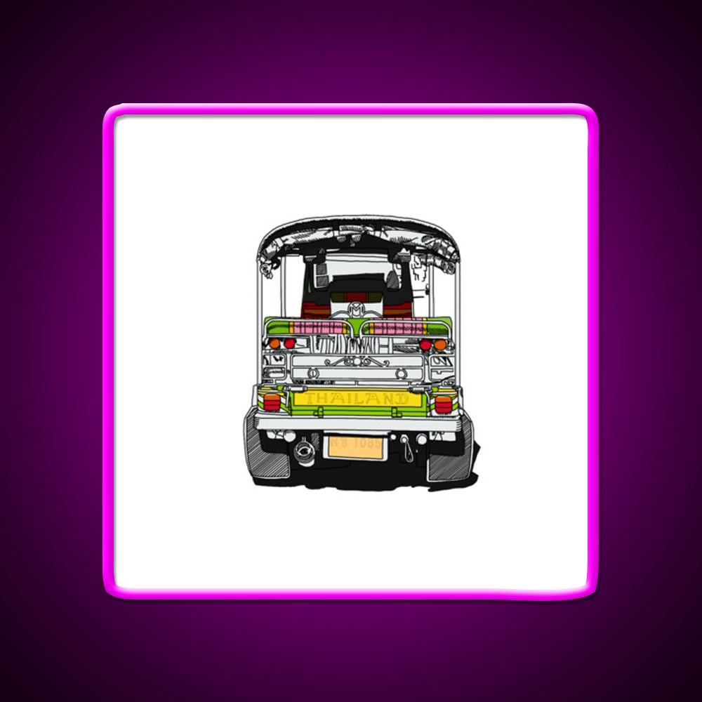 Bangkok Chinatown Thailand Tuktuk Travel Print Asian Cultural Led Neon Sign Rgb Color - Neon sign mounted on wall in room