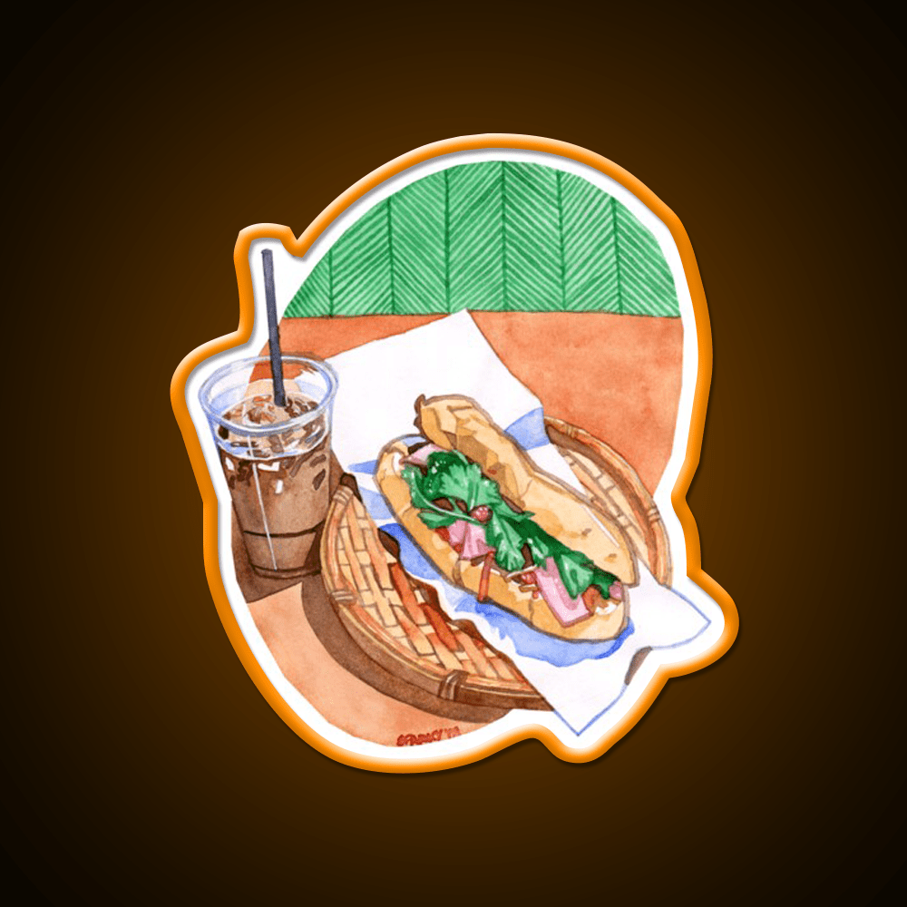 Banh Mi And Milk Tea Snack Food Led Neon Sign Rgb Color - Shineneon