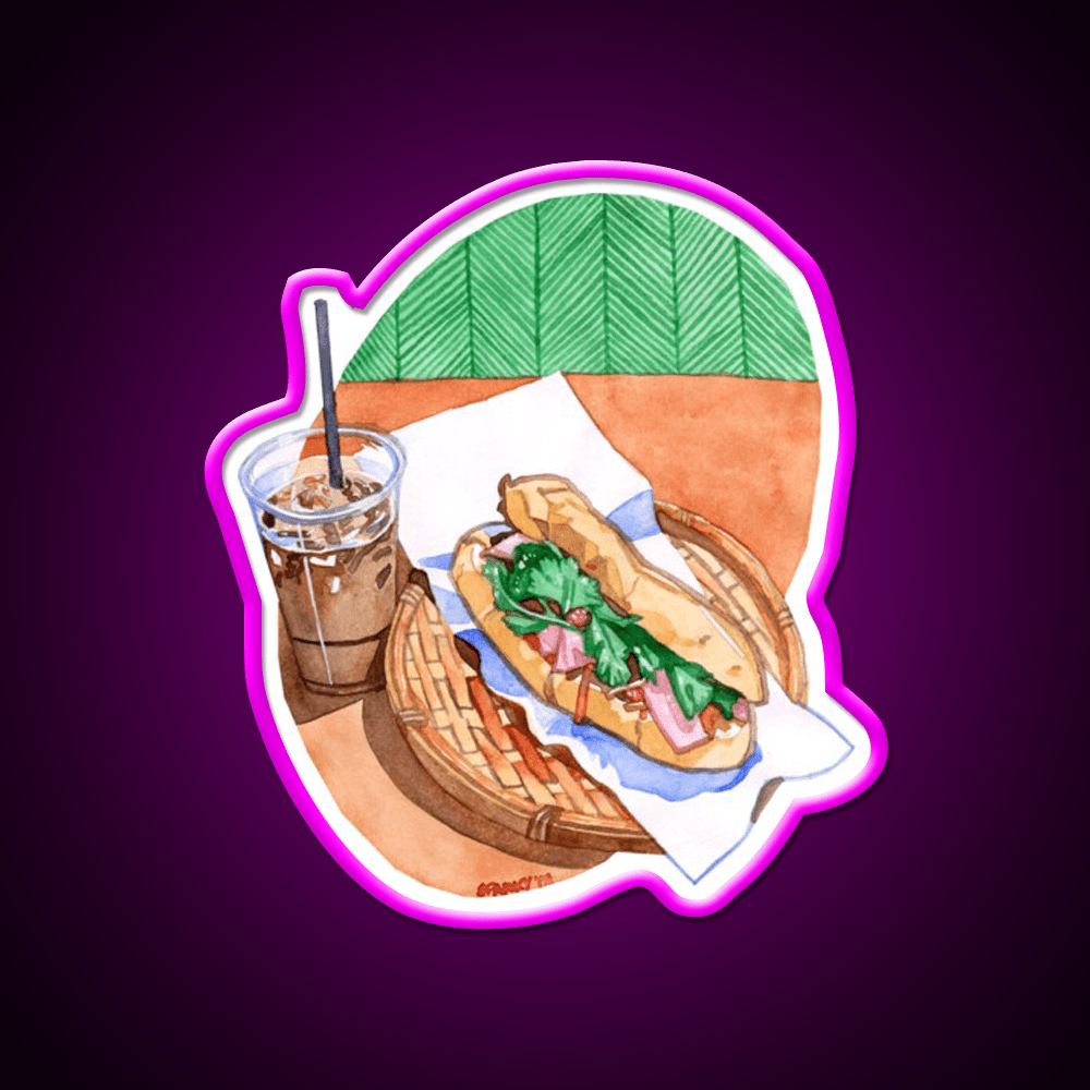Banh Mi And Milk Tea Snack Food Led Neon Sign Rgb Color - Shineneon