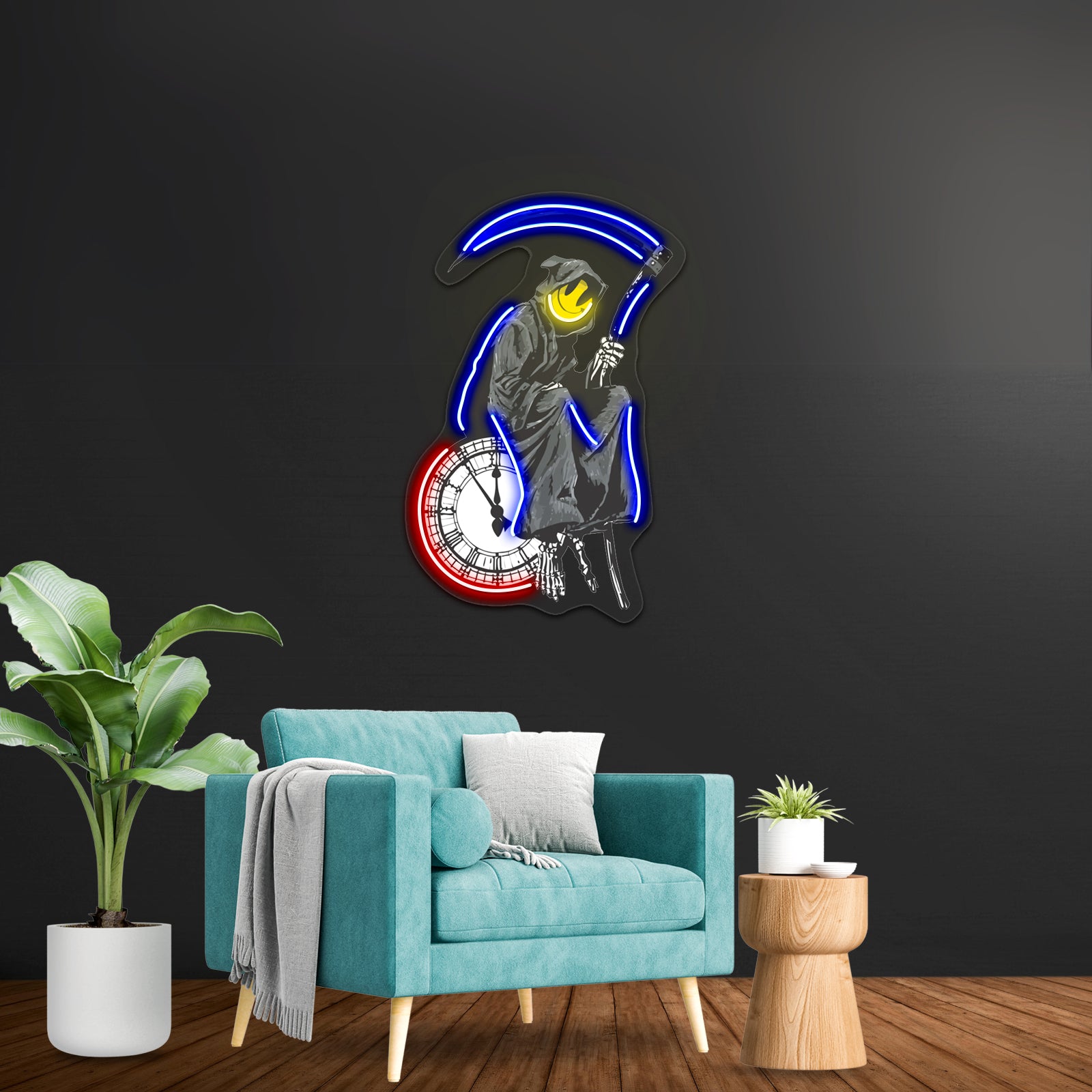 Banksy Grim Reaper Clock Artwork Led Neon Sign - LED neon sign view 5