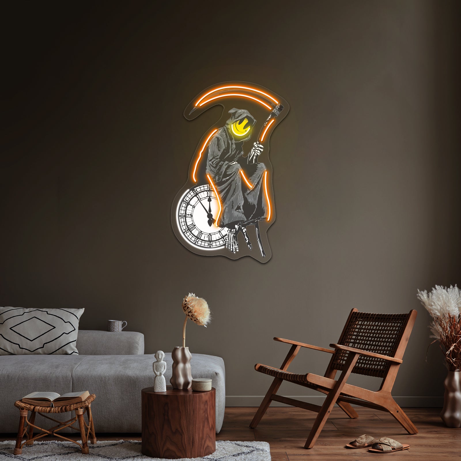 Banksy Grim Reaper Clock Artwork Led Neon Sign - LED neon sign view 6