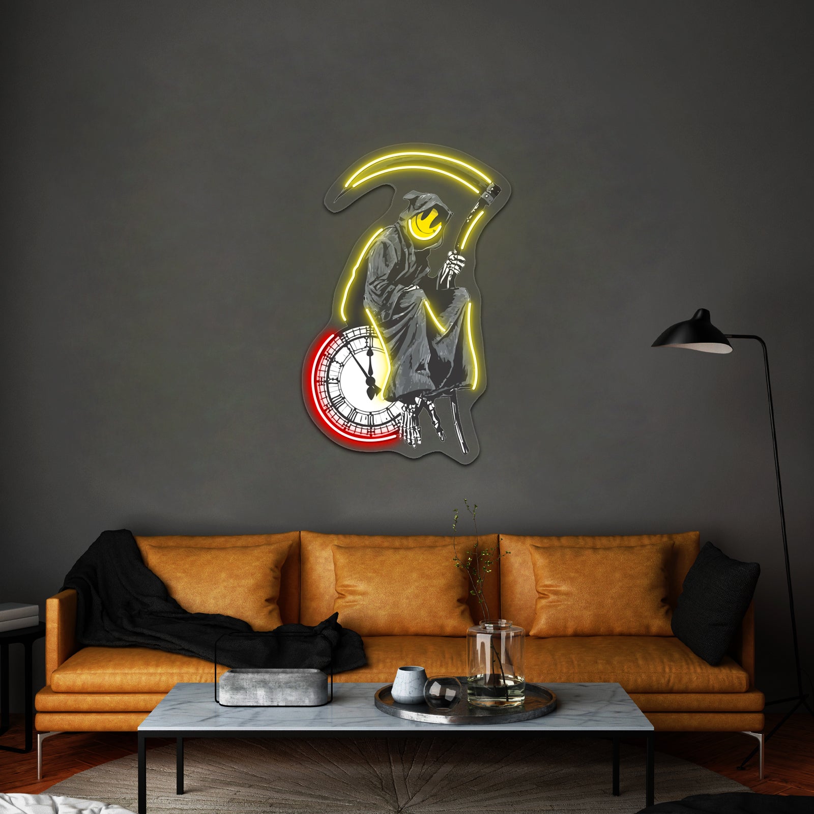 Banksy Grim Reaper Clock Artwork Led Neon Sign - LED neon sign view 7