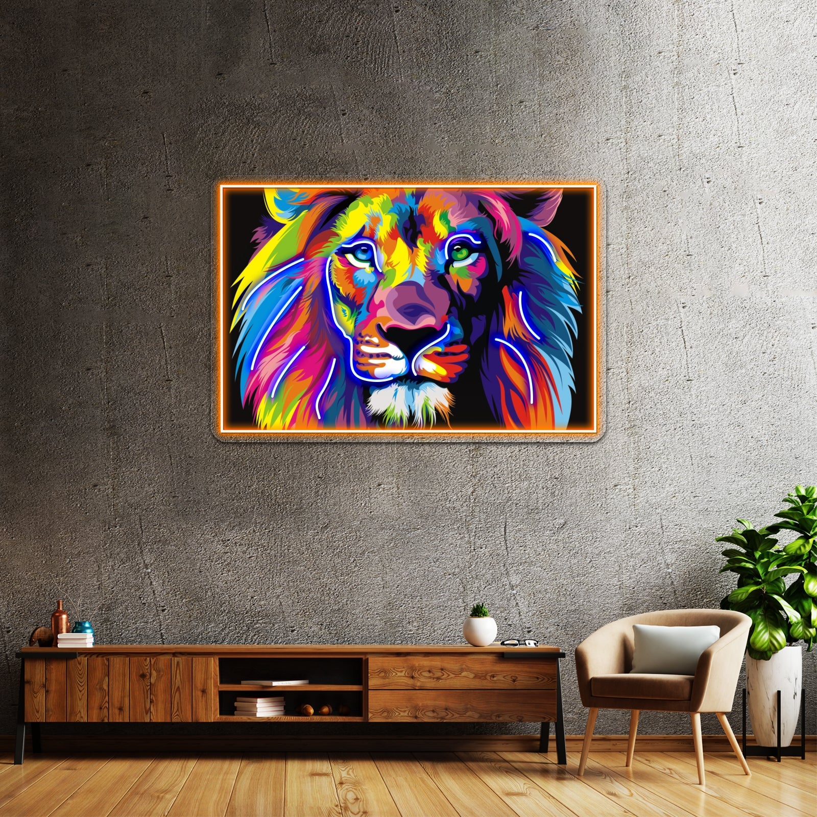 Banksy Rainbow Lion Graffiti Pop Art Painting Artwork Led Neon Sign - Shineneon