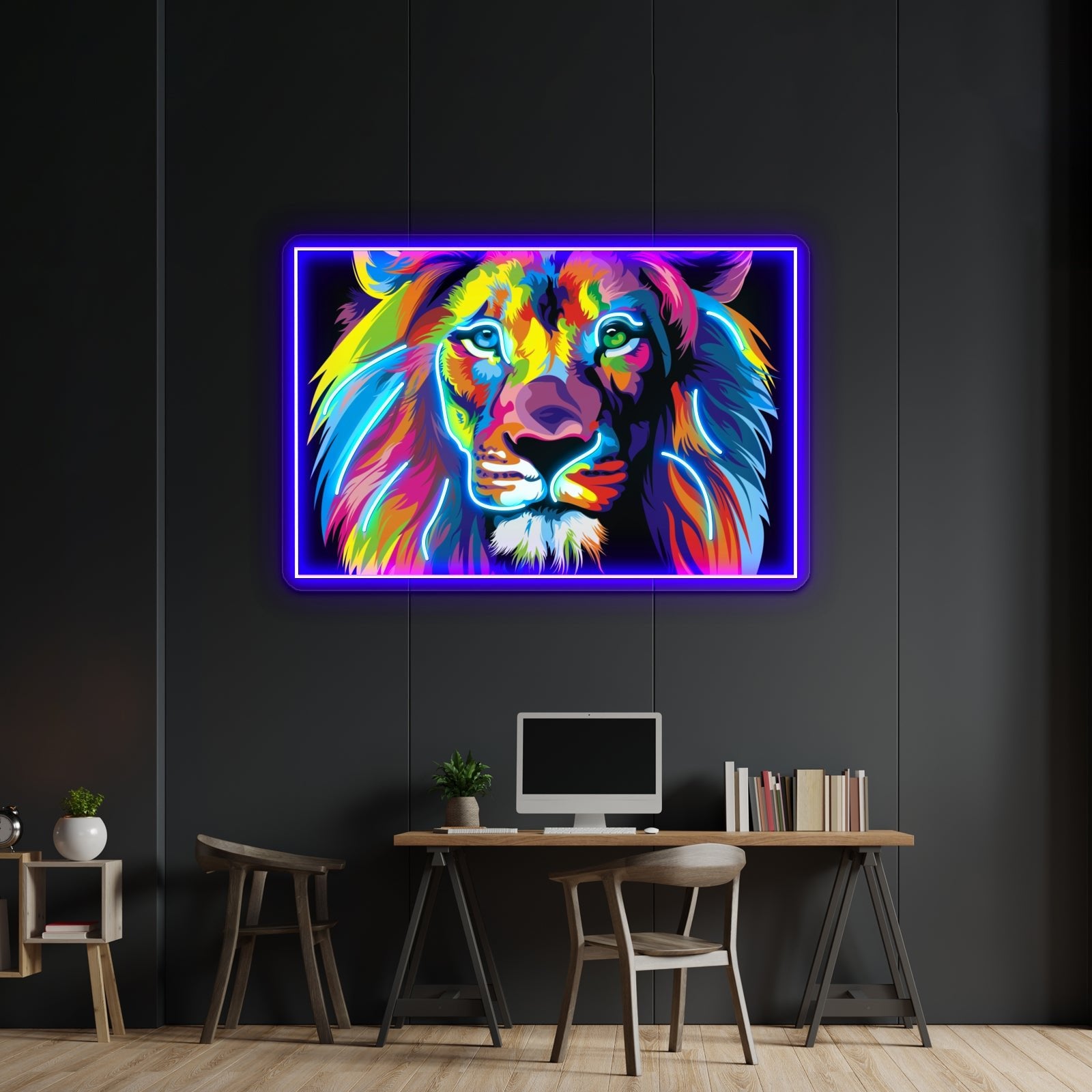 Banksy Rainbow Lion Graffiti Pop Art Painting Artwork Led Neon Sign - Shineneon