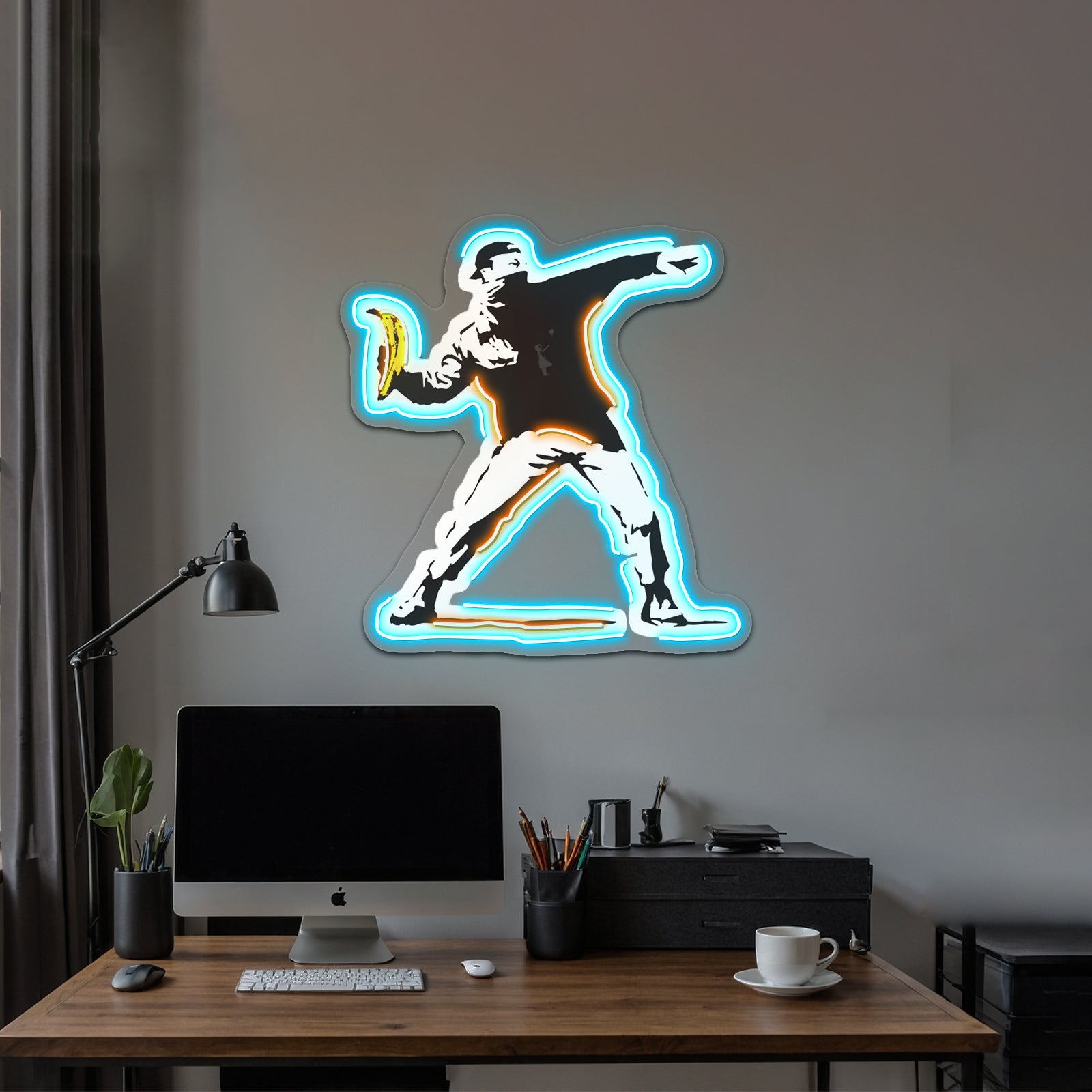 Banksy Underground Dancign Artwork Led Neon Sign - Size and dimension reference