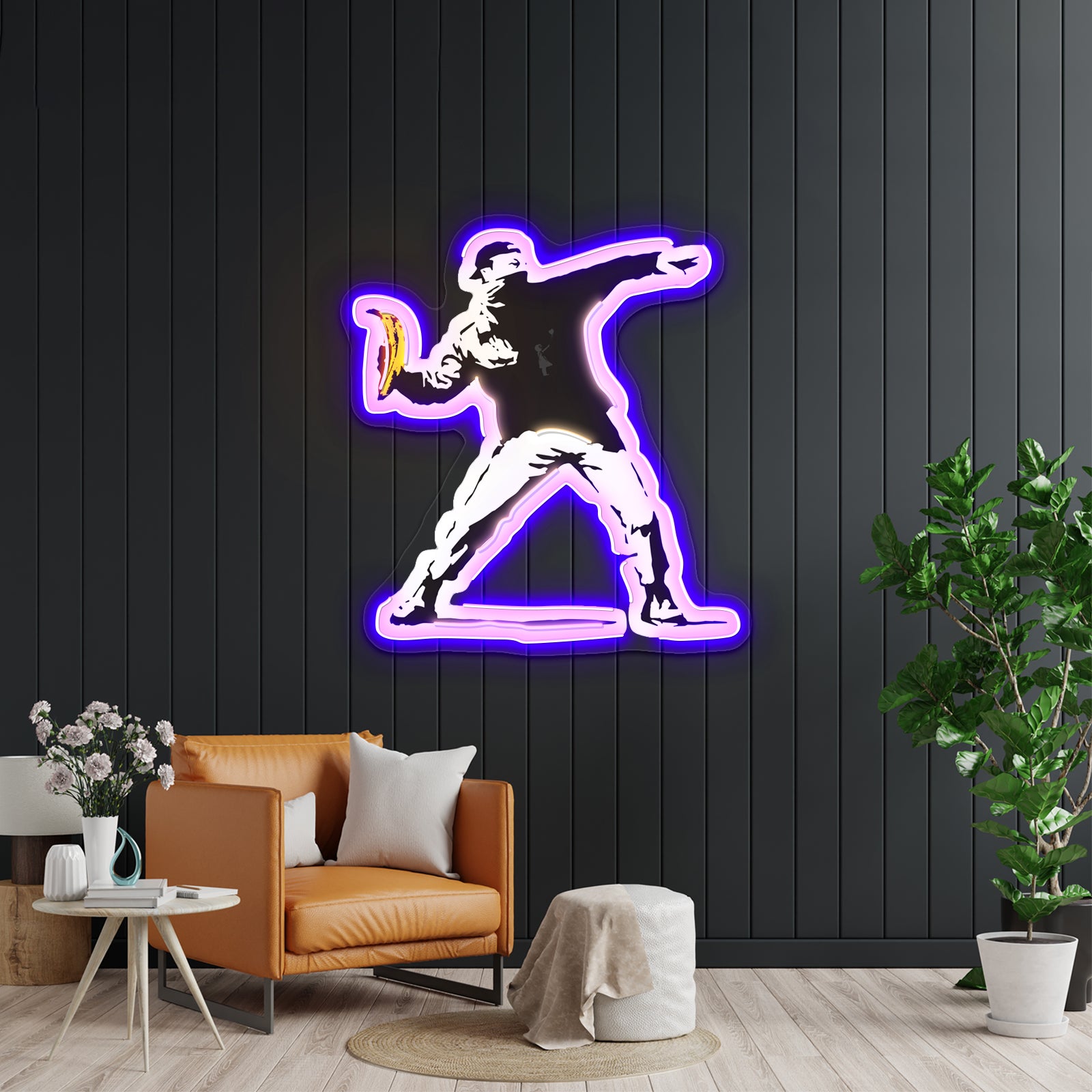 Banksy Underground Dancign Artwork Led Neon Sign - Neon sign mounted on wall in room