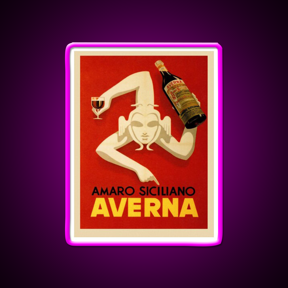 Bar Amaro Siciliano Averna Red Wine Cocktail Bar Decor Led Neon Sign Rgb Color - Neon sign mounted on wall in room