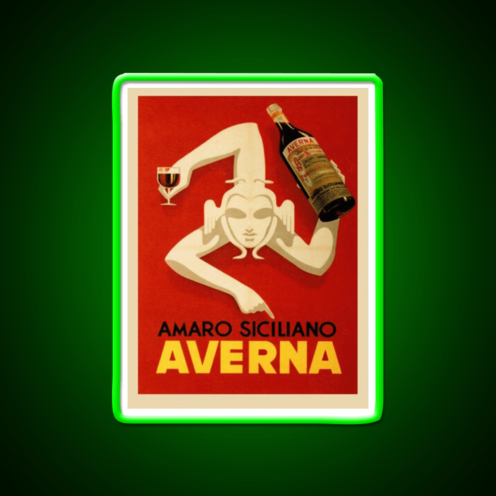 Bar Amaro Siciliano Averna Red Wine Cocktail Bar Decor Led Neon Sign Rgb Color - Shineneon