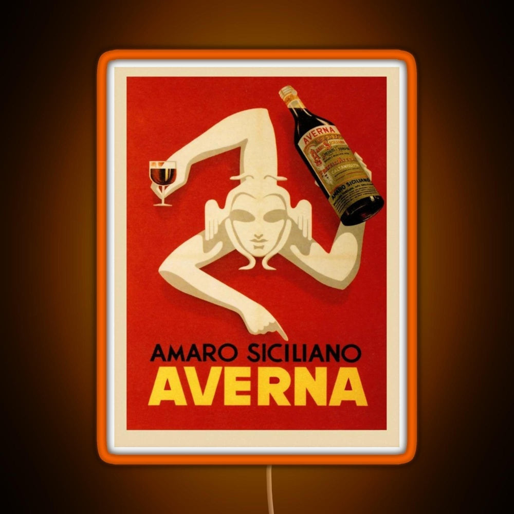 Bar Amaro Siciliano Averna Red Wine Italy Drink Rgb Neon Sign - LED neon sign view 6