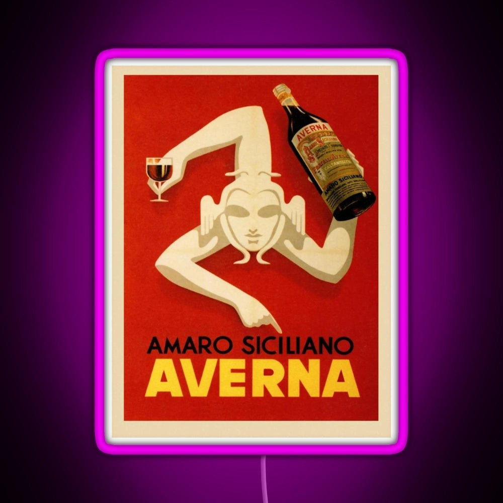 Bar Amaro Siciliano Averna Red Wine Italy Drink Rgb Neon Sign - LED neon sign view 8