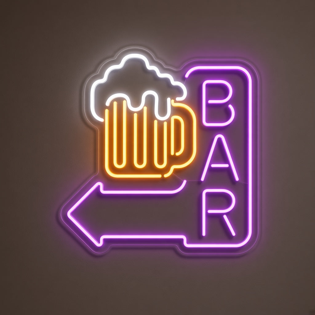 Bar Arrow Beer Mug LED Neon Sign