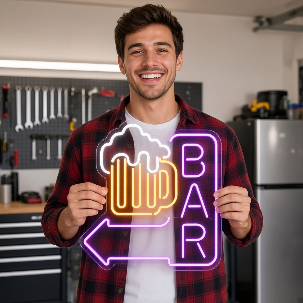 Bar Arrow Beer Mug LED Neon Sign
