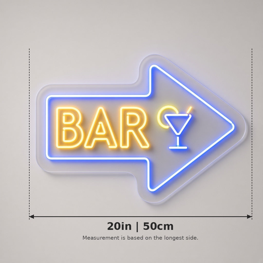 Bar Arrow Martini Glass LED Neon Sign