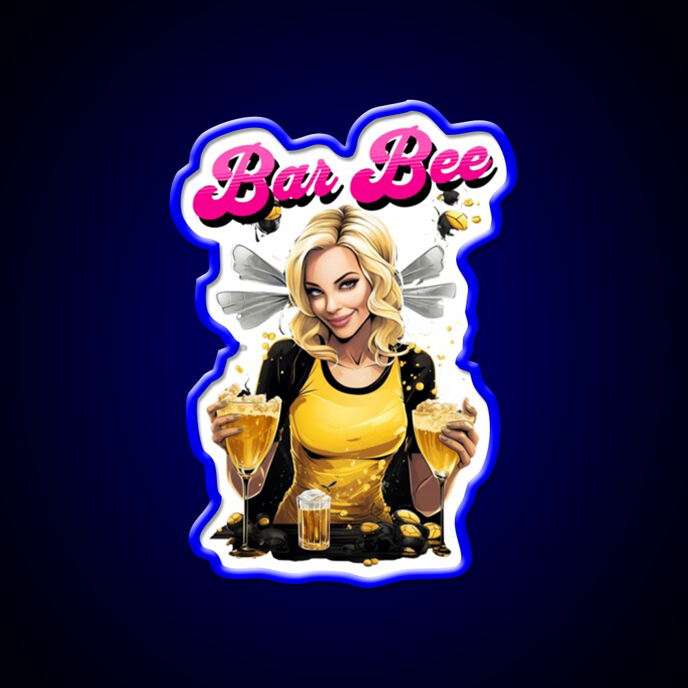 Bar Bee Blonde Bartender Bumble Bee Buzzing Man Cave Bar Led Neon Sign Rgb Color