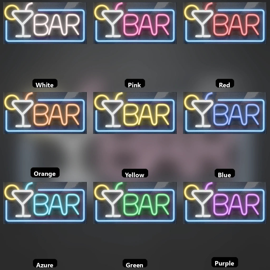Bar Business LED Neon Sign Wall Art - 05 Color Grid