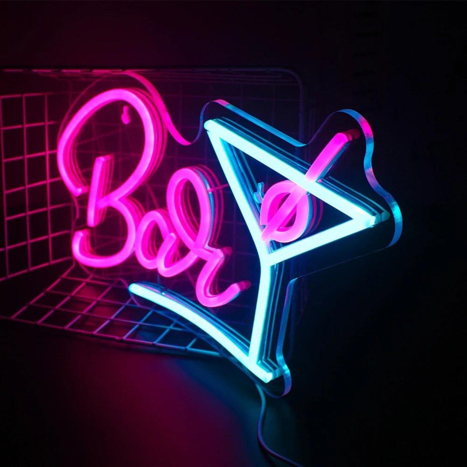 Bar Cocktail Glass Pink Blue Led Neon Sign For Lounge Cafe Decor | Shineneon