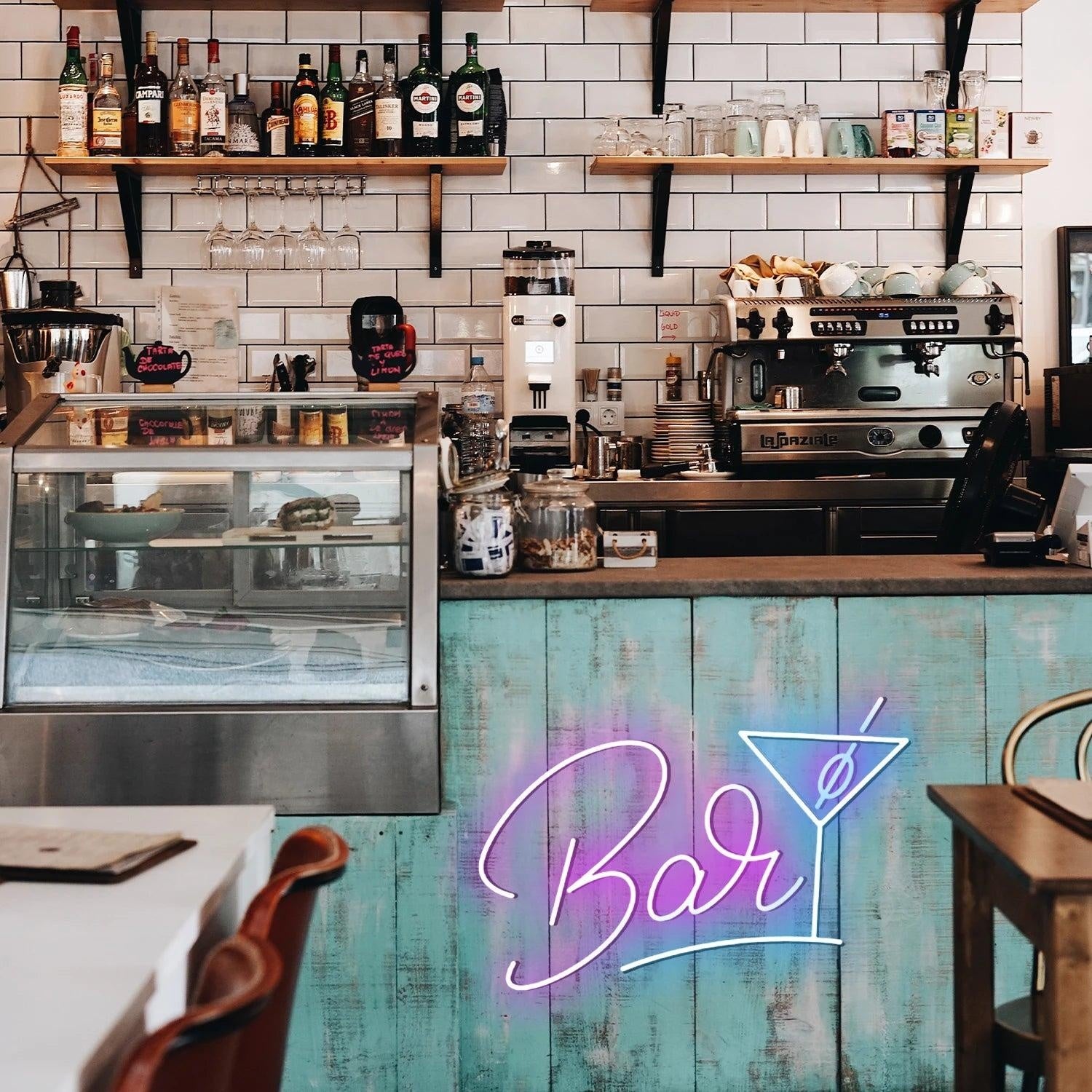 Bar Cocktail Glass Pink Blue Led Neon Sign For Lounge Cafe Decor | Shineneon