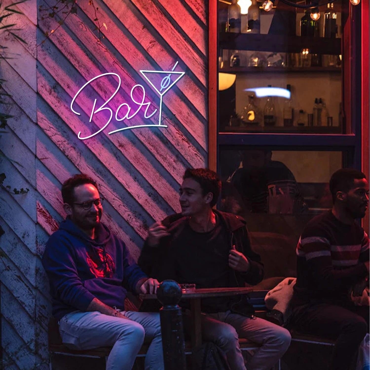 Bar Cocktail Glass Pink Blue Led Neon Sign For Lounge Cafe Decor | Shineneon