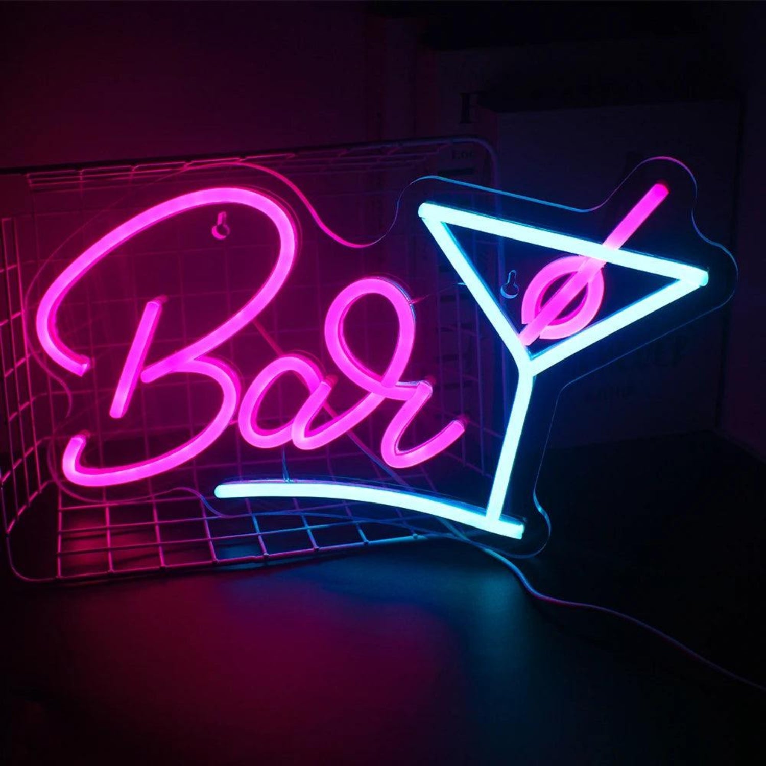 Bar Cocktail Glass Pink Blue Led Neon Sign For Lounge Cafe Decor | Shineneon