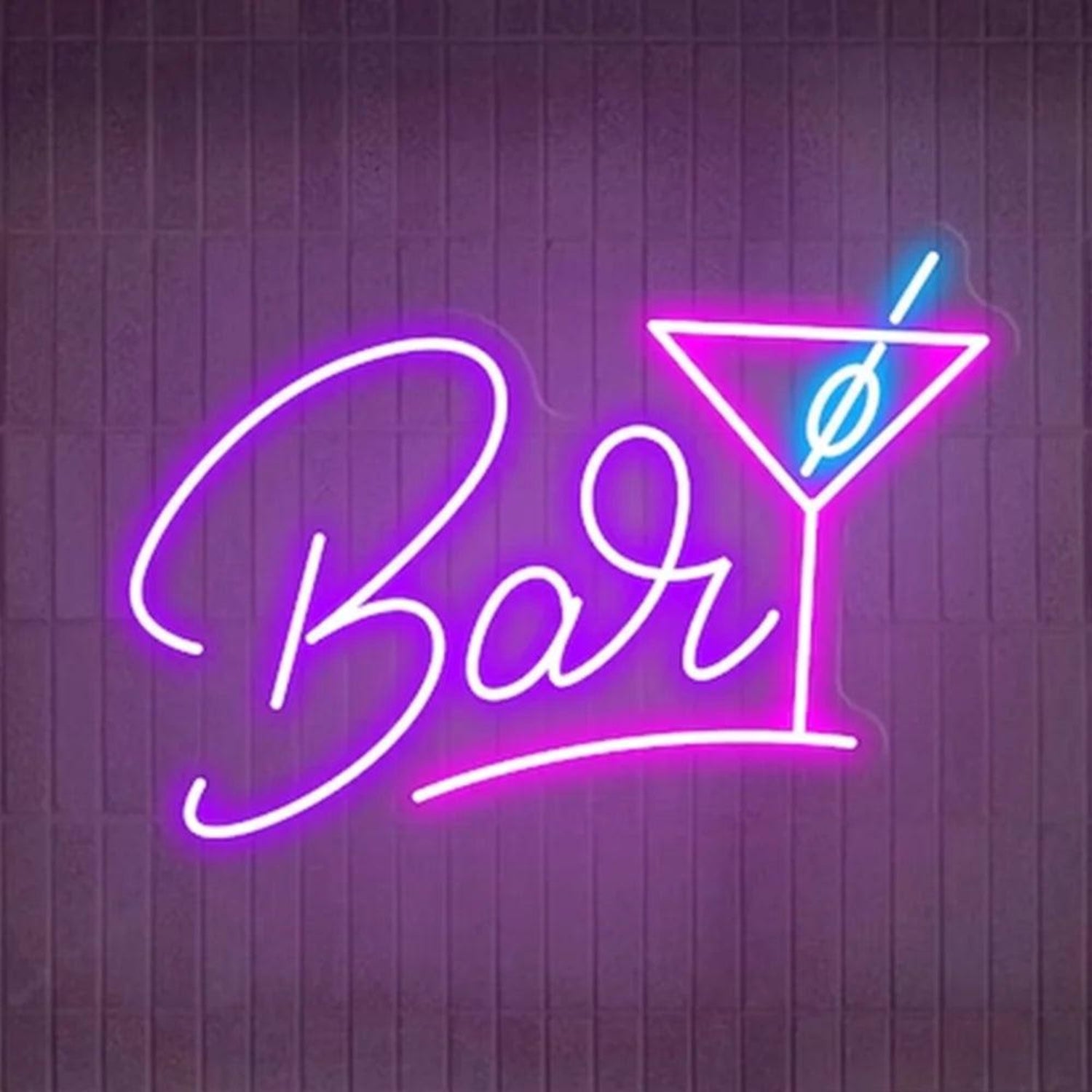 Bar Cocktail Glass Pink Blue Led Neon Sign For Lounge Cafe Decor | Shineneon