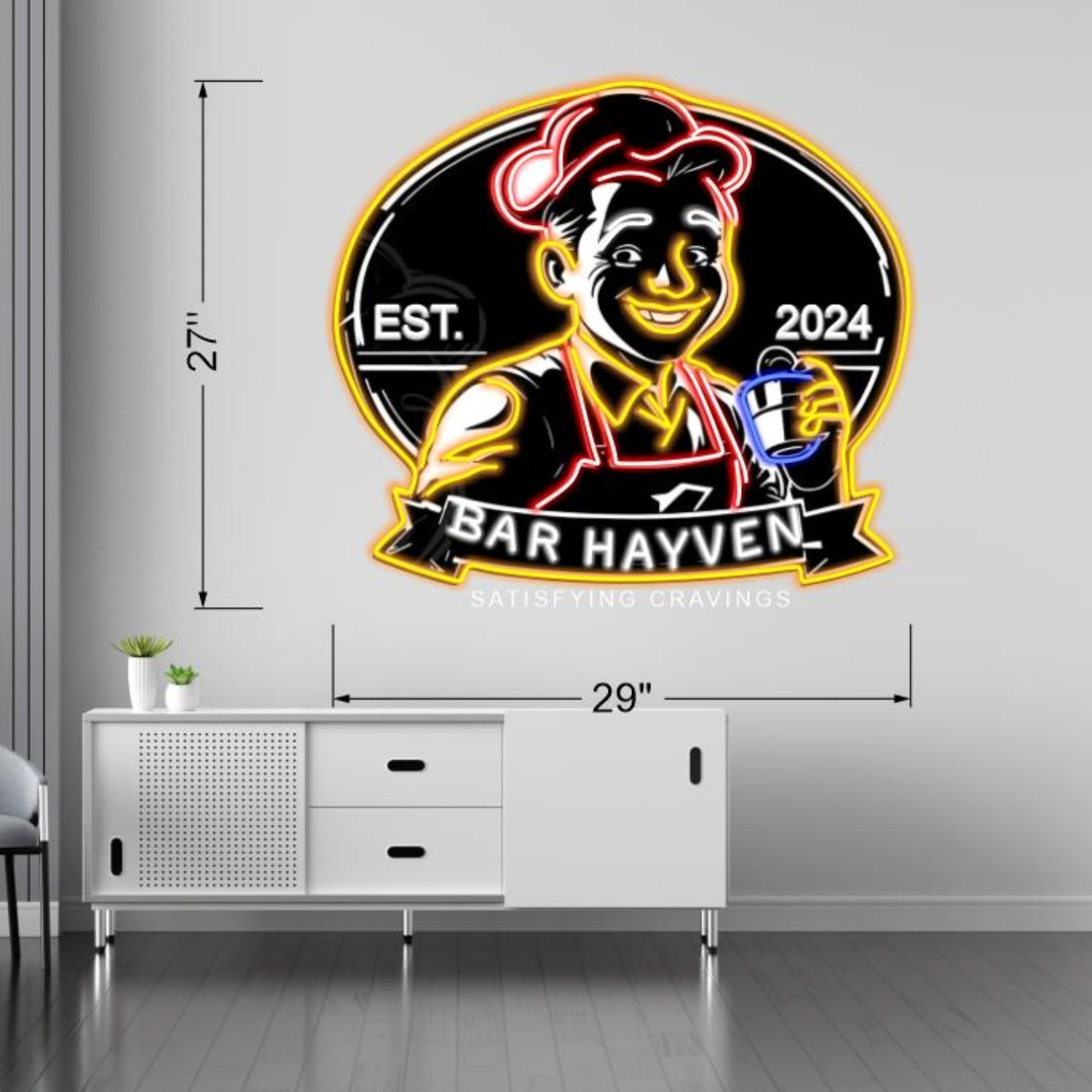 Bar Hayven Multicolor Cartoon Bartender Led Neon Sign For Modern Bar Decor | Shineneon