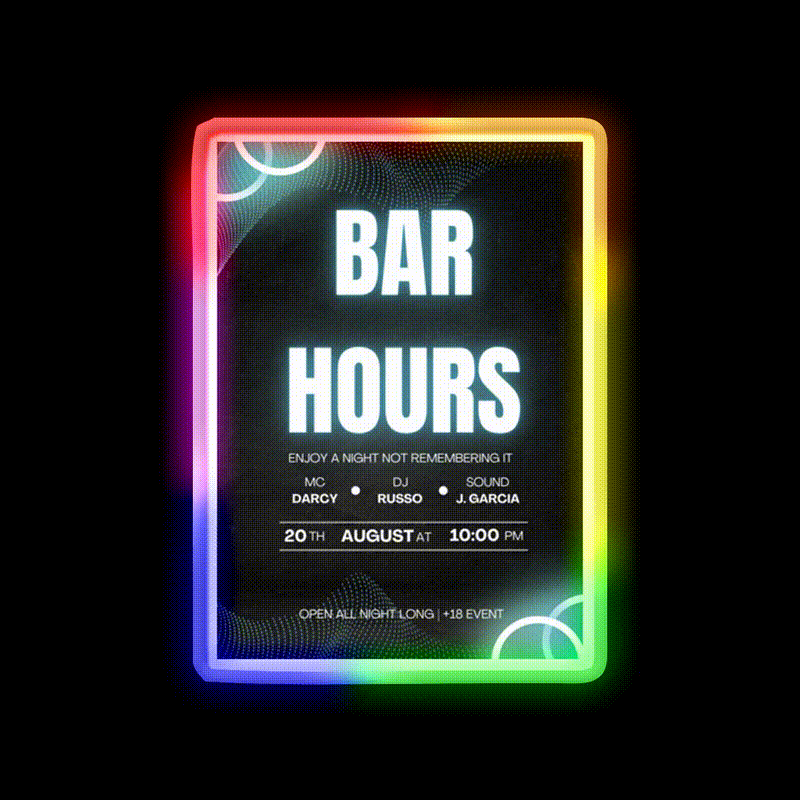Bar Hours Tshirt Desgin Man Cave Bar Led Neon Sign Rgb Color