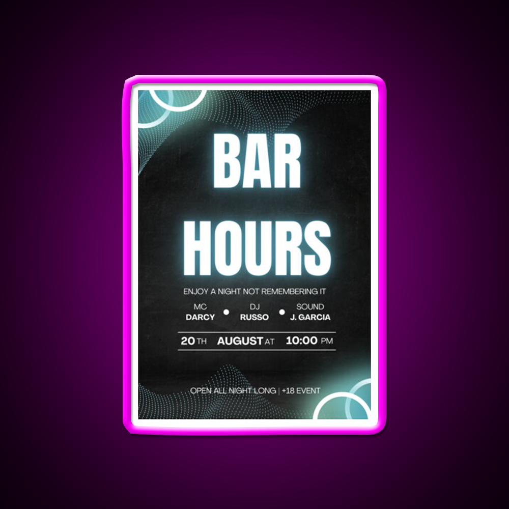 Bar Hours Tshirt Desgin Man Cave Bar Led Neon Sign Rgb Color