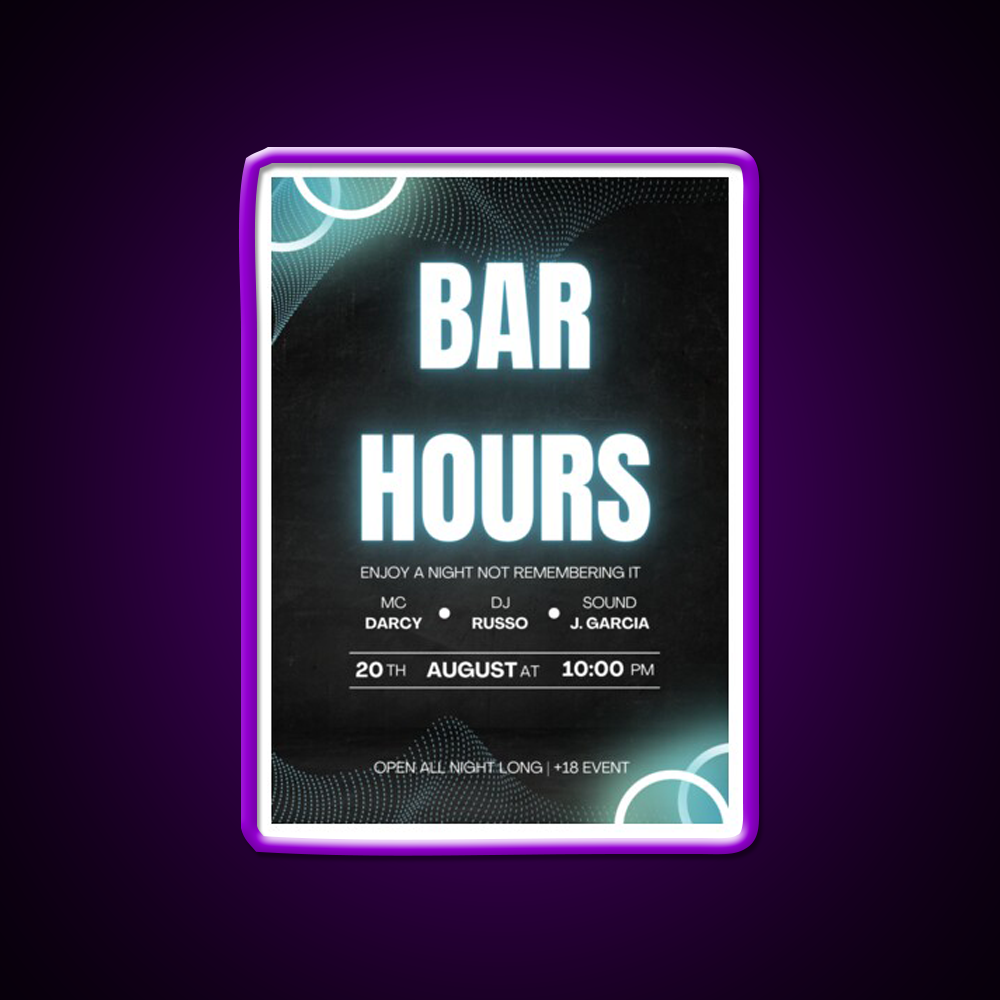 Bar Hours Tshirt Desgin Man Cave Bar Led Neon Sign Rgb Color