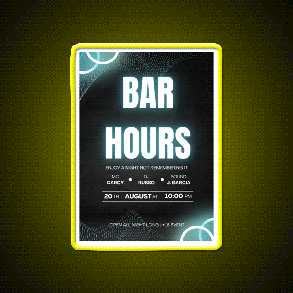 Bar Hours Tshirt Desgin Man Cave Bar Led Neon Sign Rgb Color
