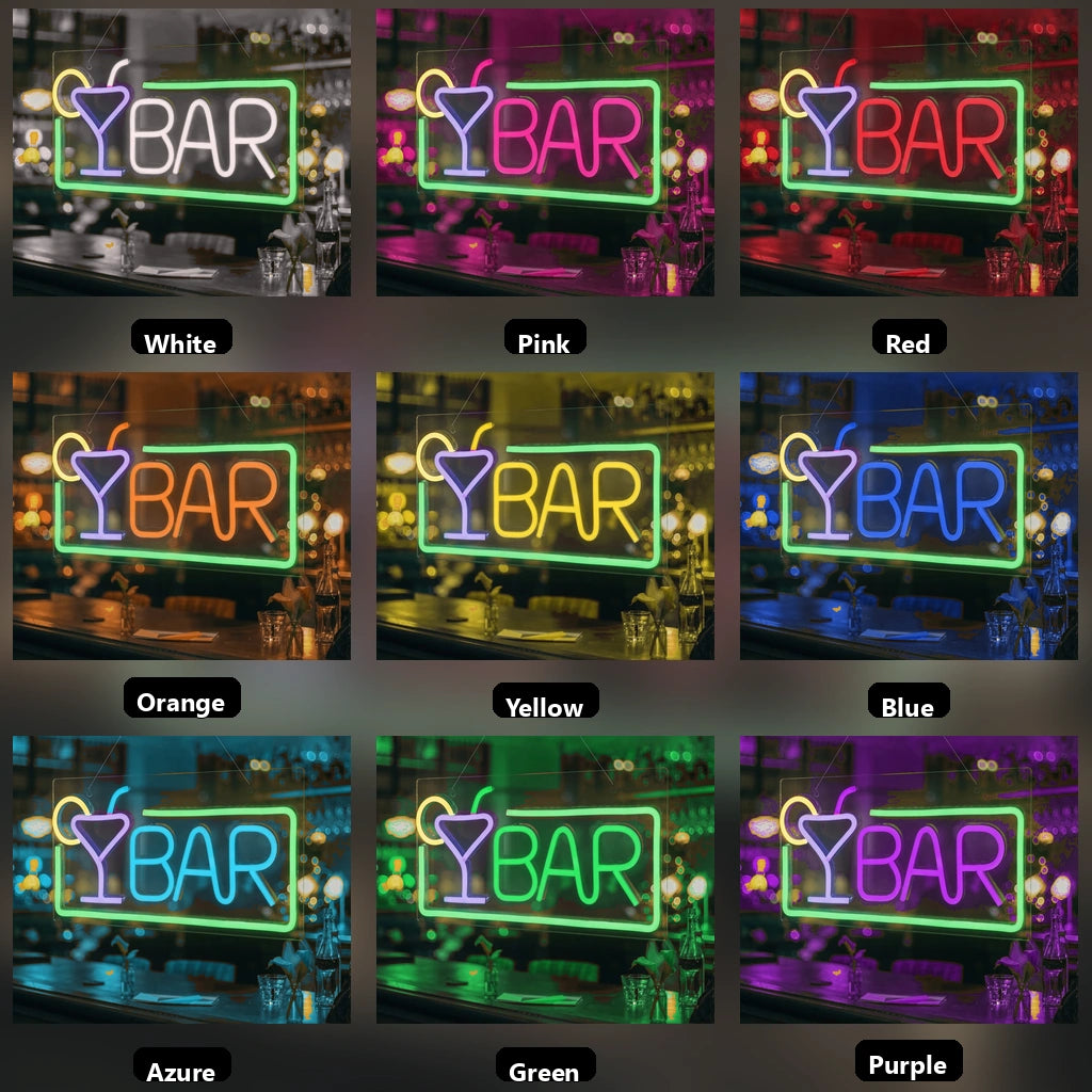 Bar LED Neon Sign Home Decor - 05 Color Grid