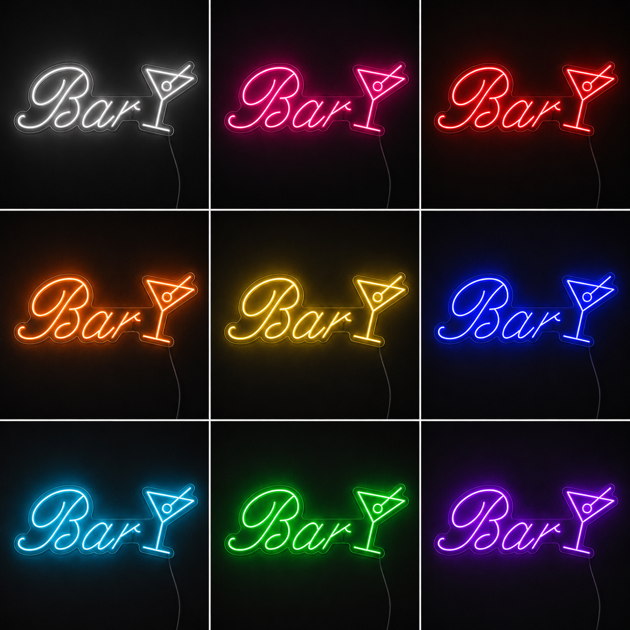 Bar Martini LED Neon Sign color grid
