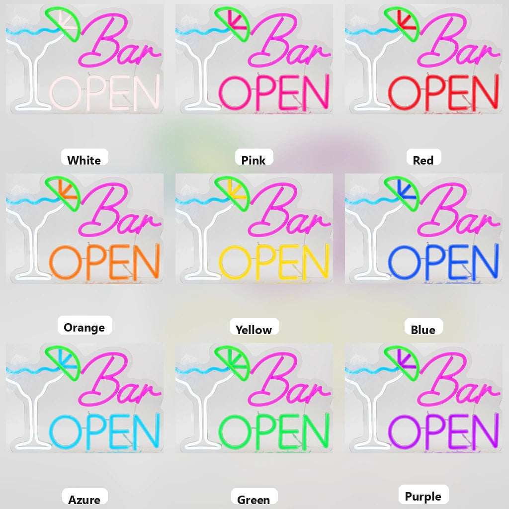 Bar Open Business LED Neon Sign - 05 Color Grid