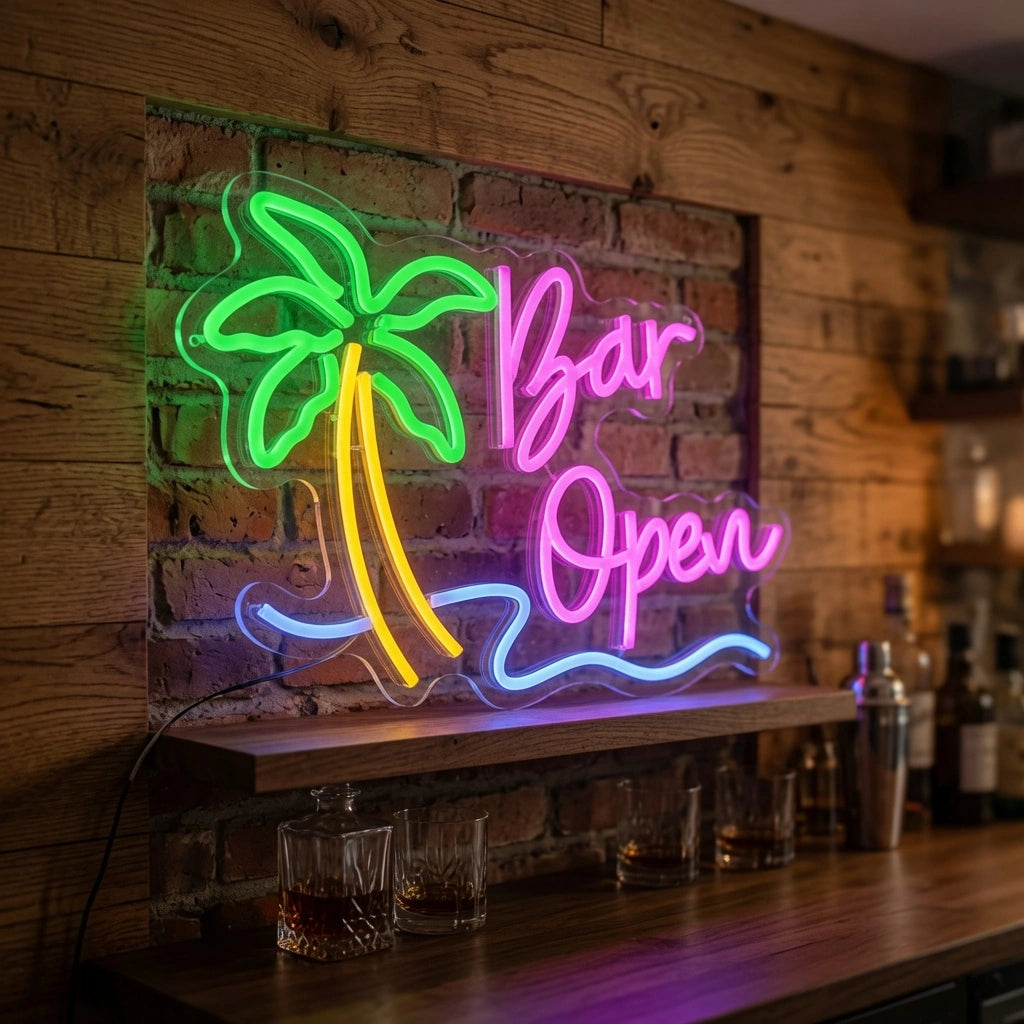 Bar Open LED Neon Sign Bedroom Decor - 03 Real Lifestyle Scene