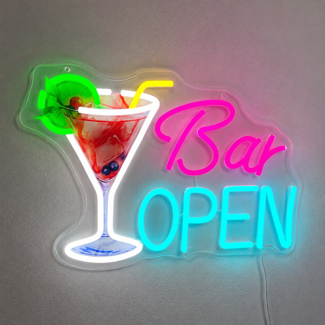 Bar Open LED Neon Sign Cocktail Open Neon Light For Business main product image