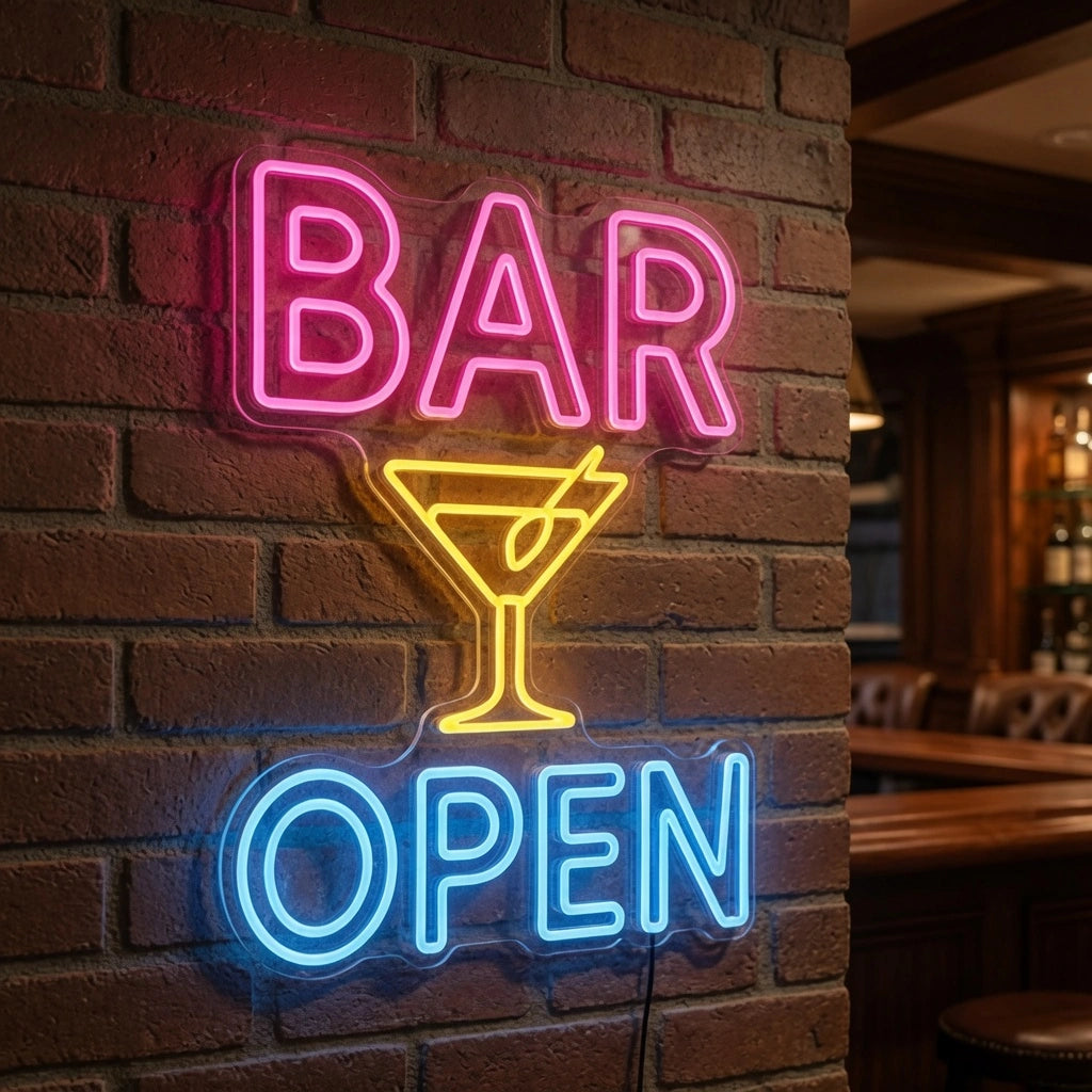 Bar Open LED Neon Sign Home Decor - 03 Real Lifestyle Scene
