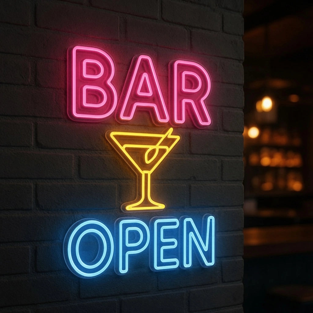 Bar Open LED Neon Sign Home Decor - 04 Size Image