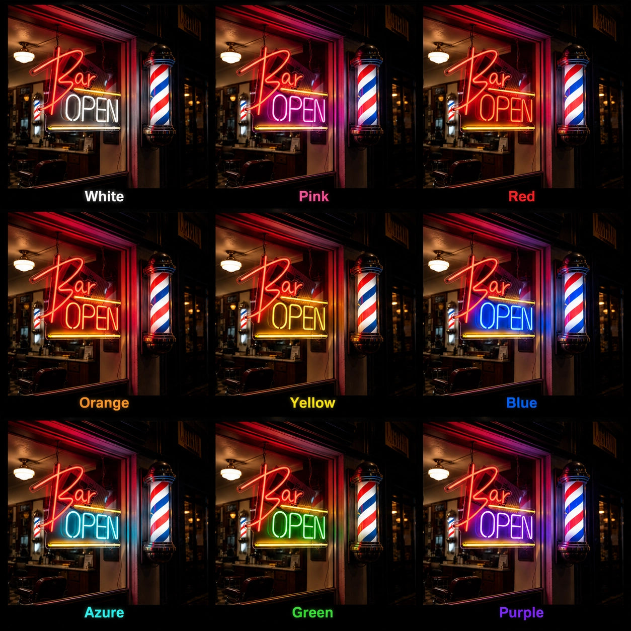 Bar Open LED Neon Sign Living Room Decor - 05 Color Grid
