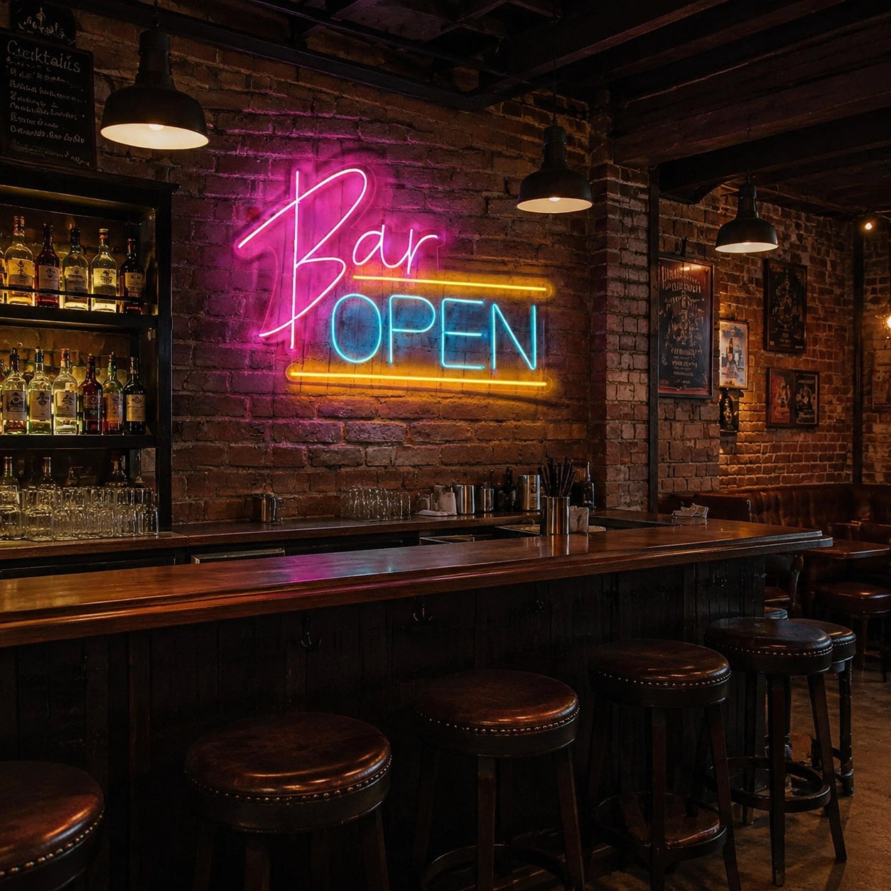 Bar Open LED Neon Sign Wall Art - 04 Size Image