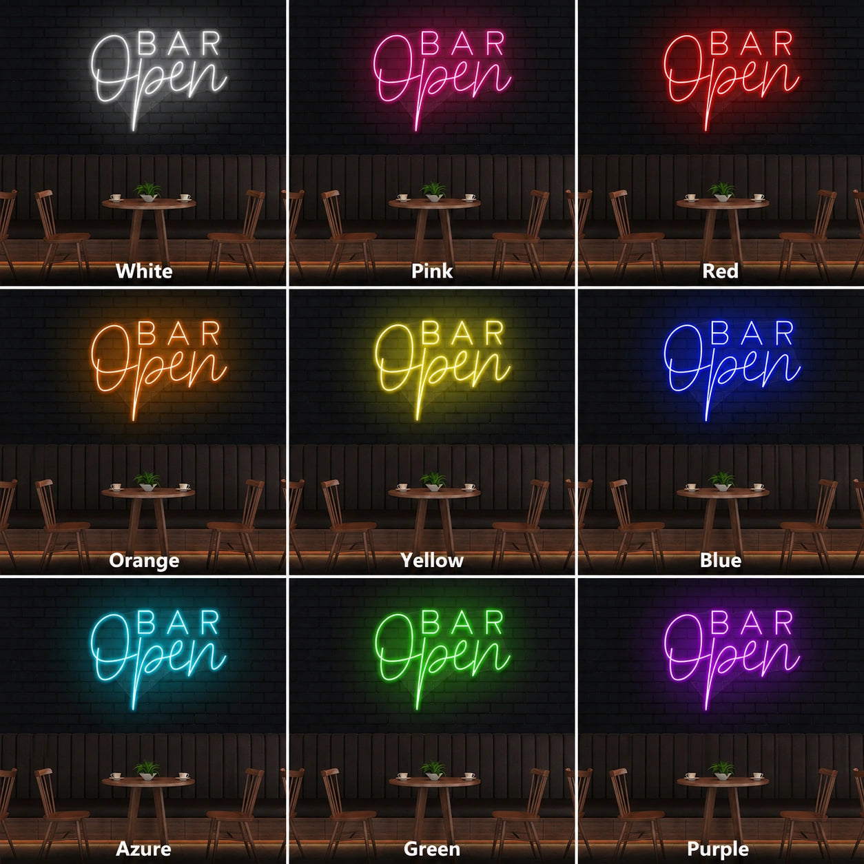 Bar Open LED Neon Sign Wall Neon Sign - 05 Color Grid