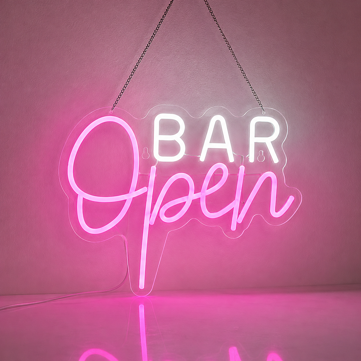 Bar Open On The Side Of A Wall Next To A Potted Plant LED Neon Sign main product image