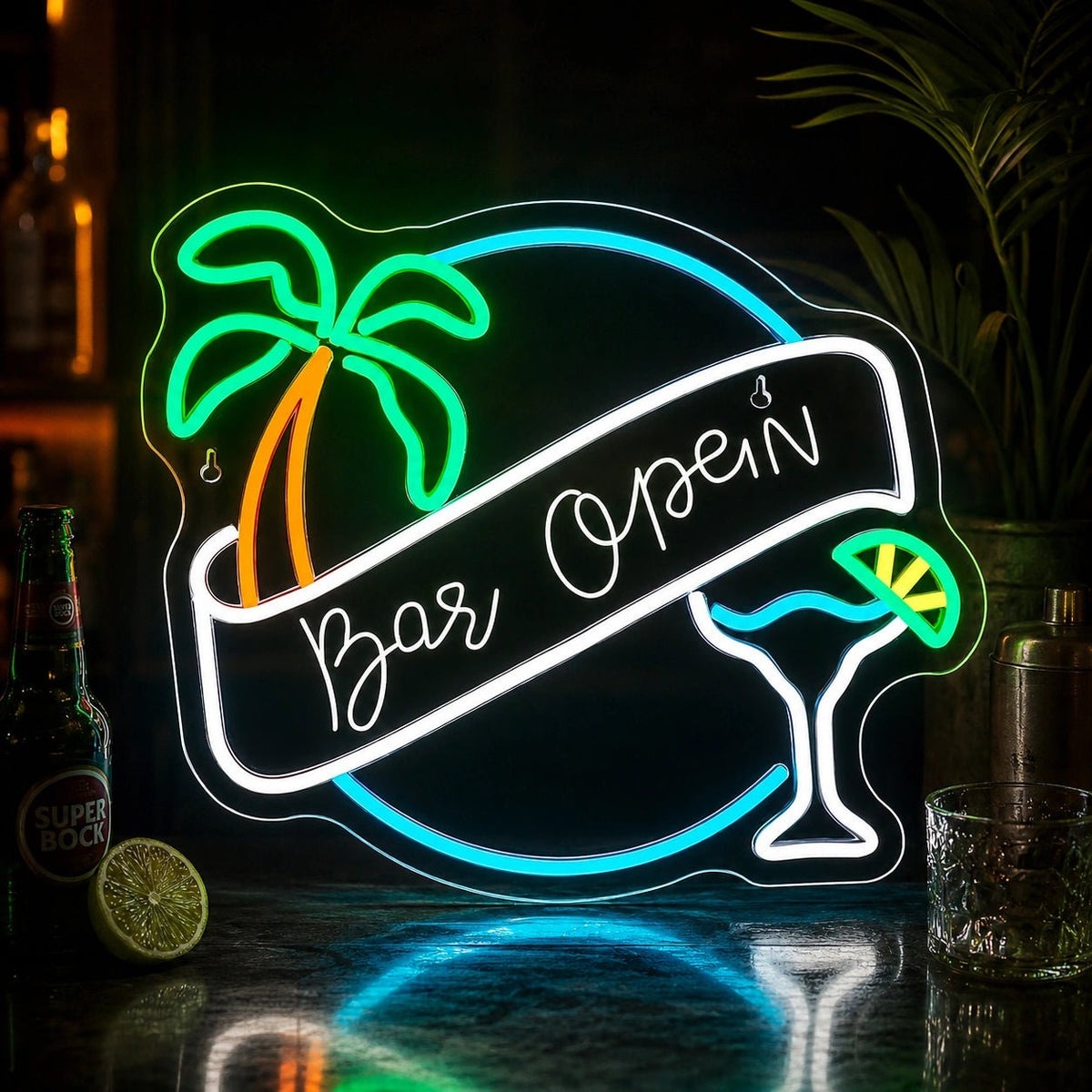 Bar Open Palm Cocktail LED Neon Sign - Shineneon