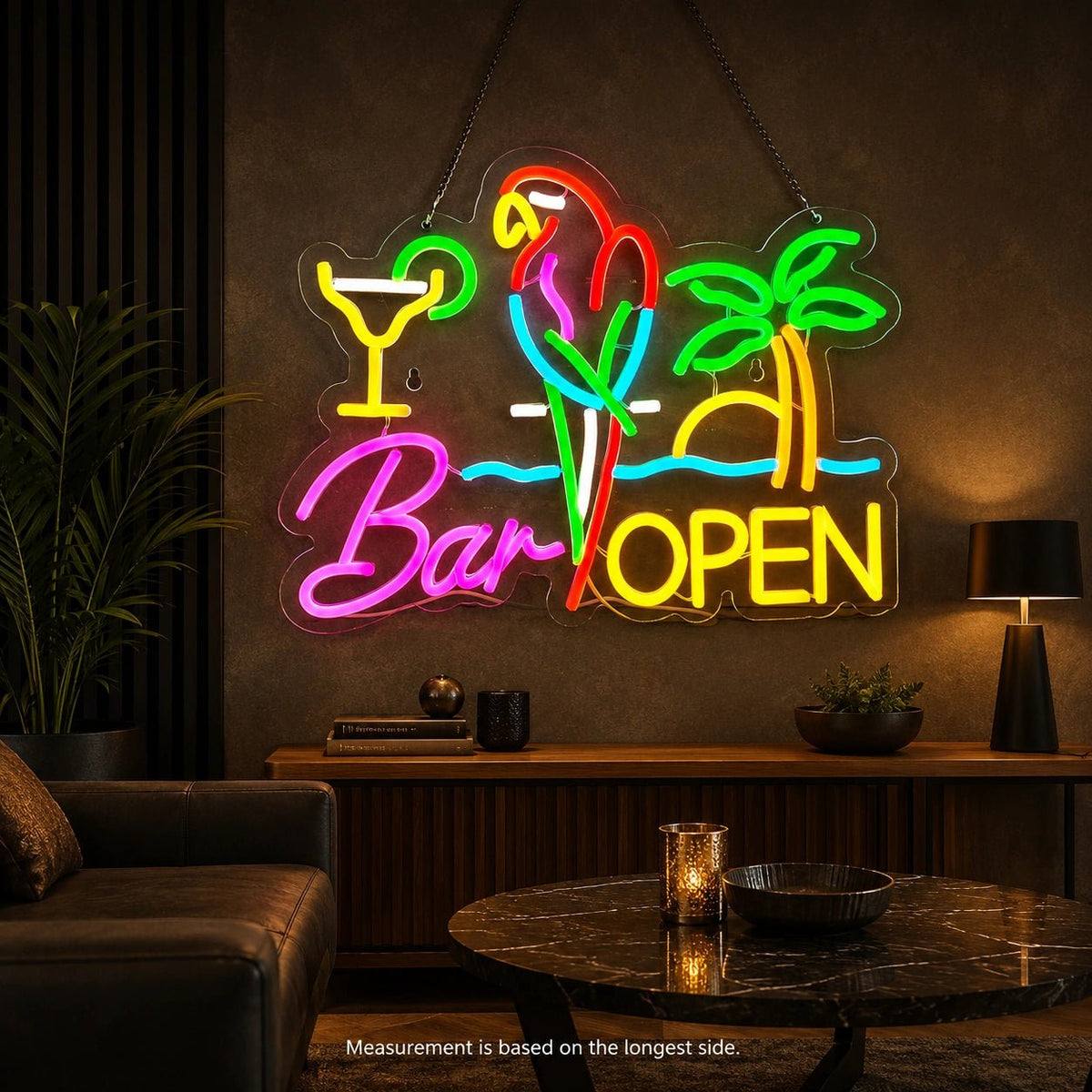 Bar Open Parrot Palm LED Neon Sign - Shineneon