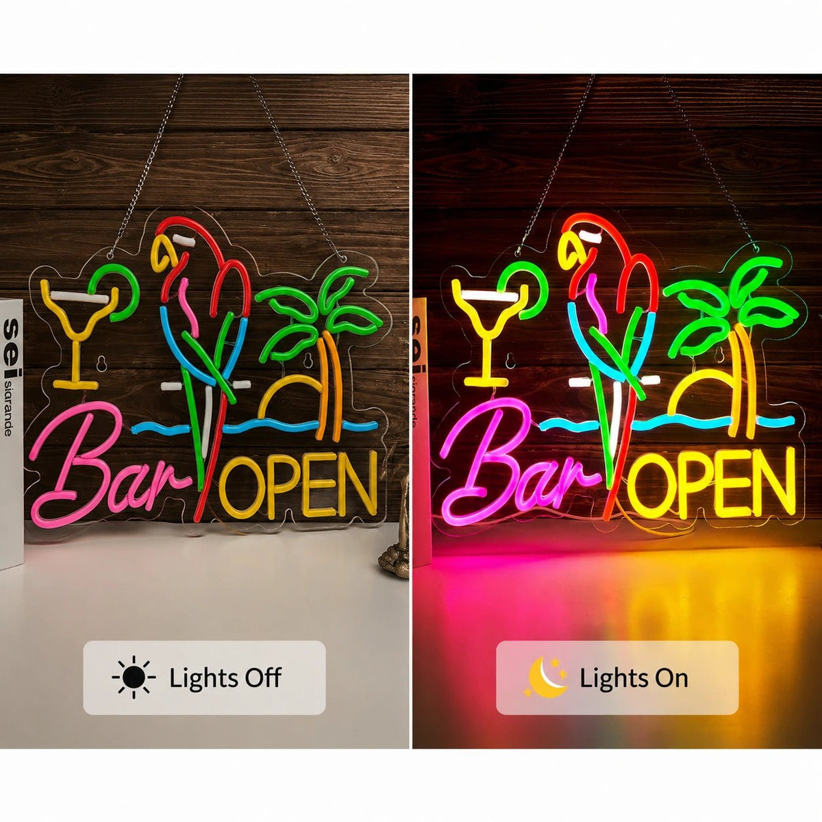 Bar Open Parrot Palm LED Neon Sign - Shineneon