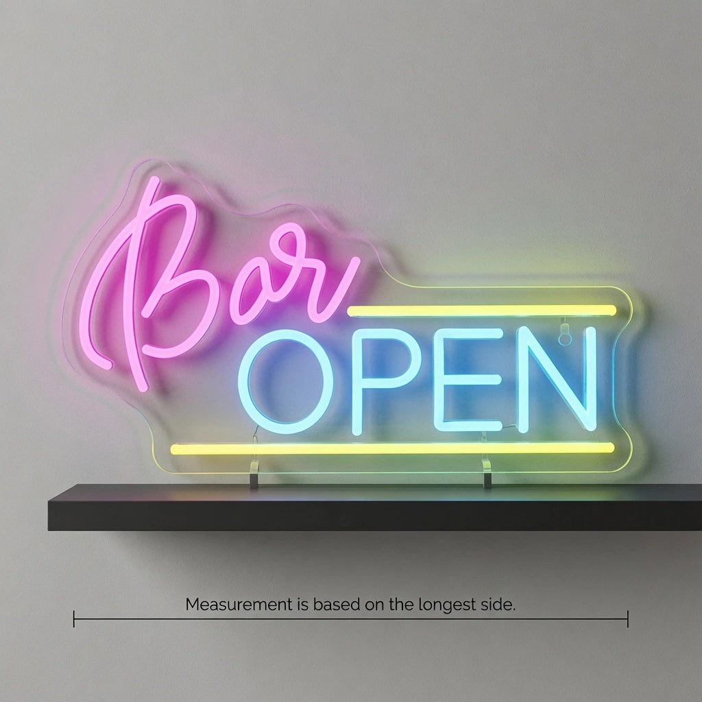 Bar Open Surrounded By Diced Cubes Business LED Neon Sign - 04 Size Image