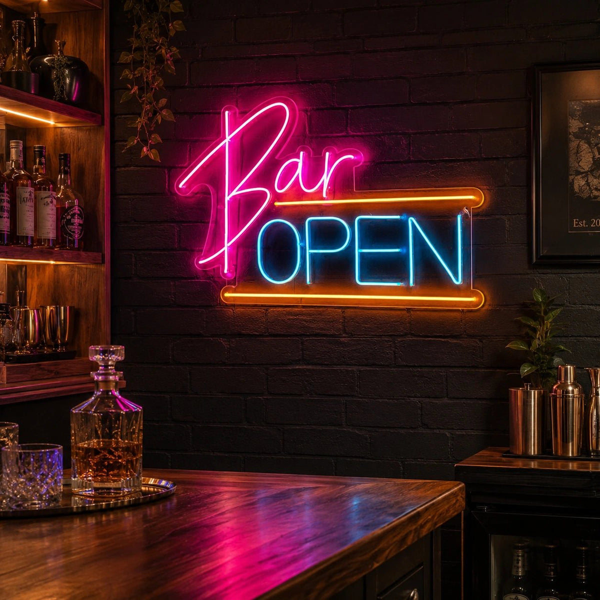 Bar Open Underline LED Neon Sign - Shineneon