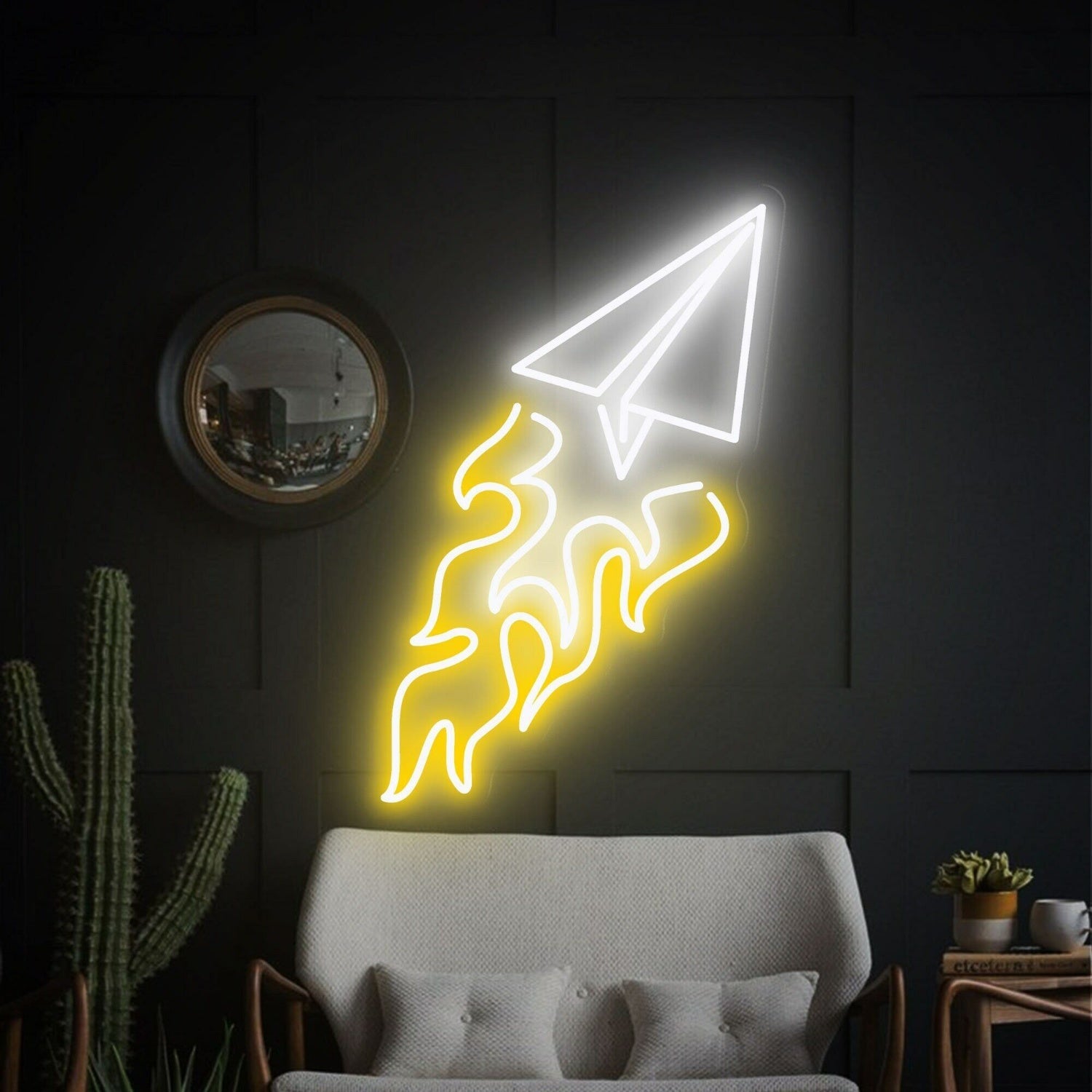 Bar Paper Airplane Tail Fire Led Neon Sign Wall Decor - Shineneon